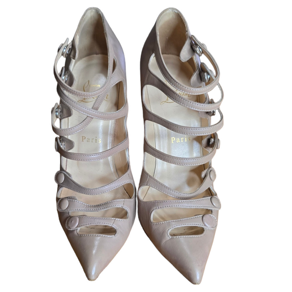 Christian Louboutin Beige Leather Viennana Heels Size 37.5 7 - Picture 2 of 8